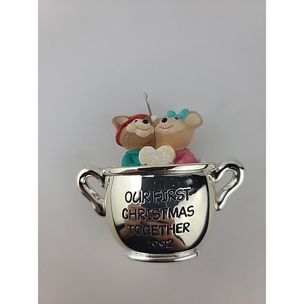 1992 Hallmark Our First Christmas Together Mice Heart Love Keepsake Ornament